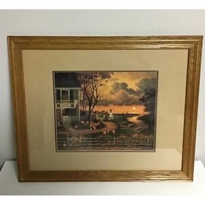 Charles Wysocki Framed Art "Supper Call" Americana Framed‎ 23x19 Farmhouse Cabin